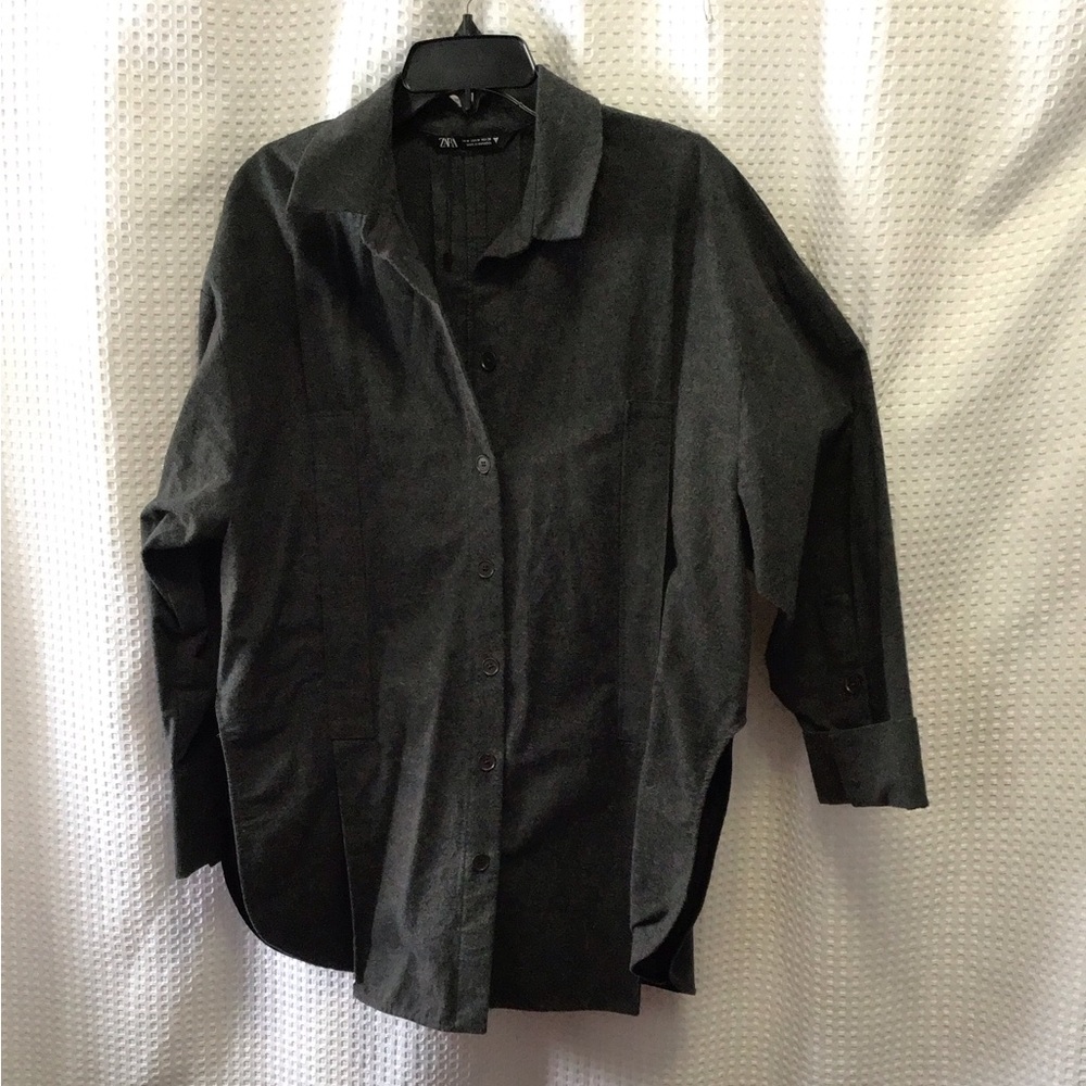 Zara gray button down shacket NWT - image 3